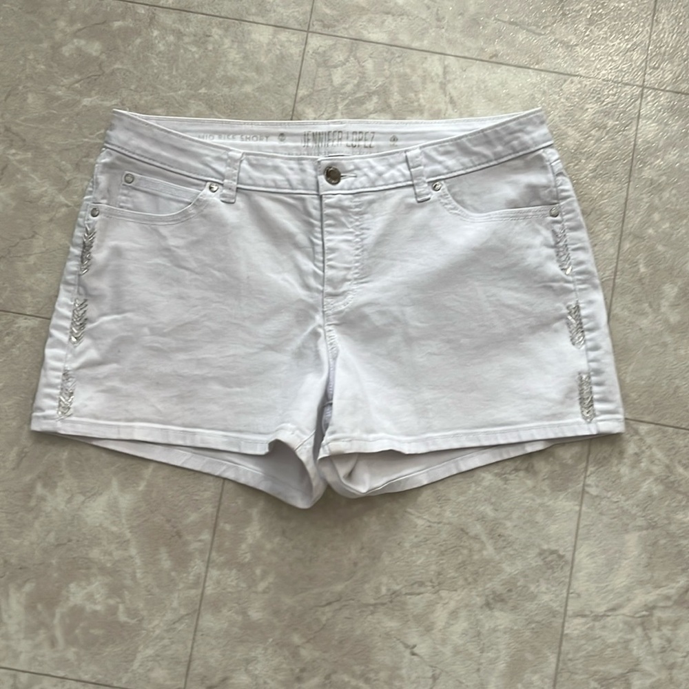 Jennifer Lopez White Mid Rise Jean Shorts 12